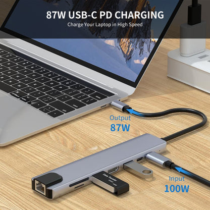 JUNSUNMAY 8 in 1 Type-C to 4K HDMI / Ethernet Docking Station Adapter PD Quick Charge Hub SD/TF Card Reader - Computer & Networking by JUNSUNMAY | Online Shopping UK | buy2fix