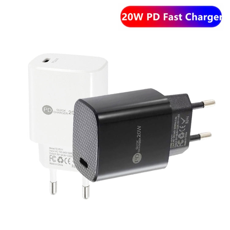 PD11 Mini Single Port PD3.0 USB-C / Type-C 20W Fast Charger for iPhone / iPad Series, EU Plug(Black) - USB Charger by buy2fix | Online Shopping UK | buy2fix