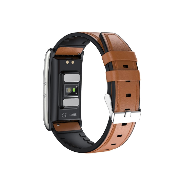 E600 1.47 inch Color Screen Smart Watch Leather Strap Support Heart Rate Monitoring / Blood Pressure Monitoring(Brown) - Smart Wear by buy2fix | Online Shopping UK | buy2fix