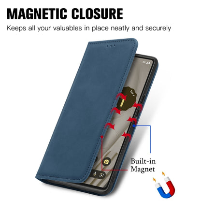 For Google Pixel 7A Retro Skin Feel Magnetic Flip Leather Phone Case(Blue) - Google Cases by buy2fix | Online Shopping UK | buy2fix