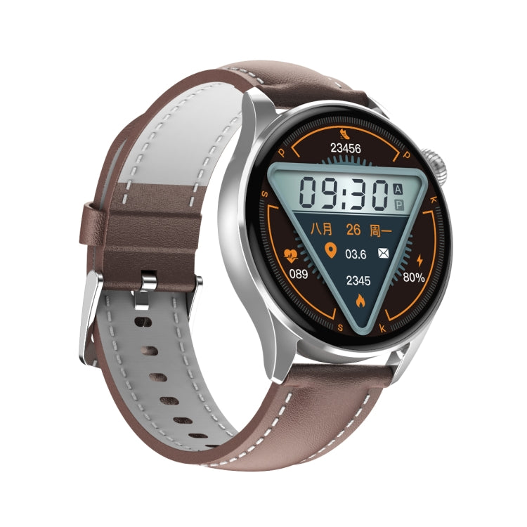 Q3 Max 1.36 inch Color Screen Smart Watch,Leather Strap,Support Heart Rate Monitoring / Blood Pressure Monitoring(Brown) - Smart Wear by buy2fix | Online Shopping UK | buy2fix