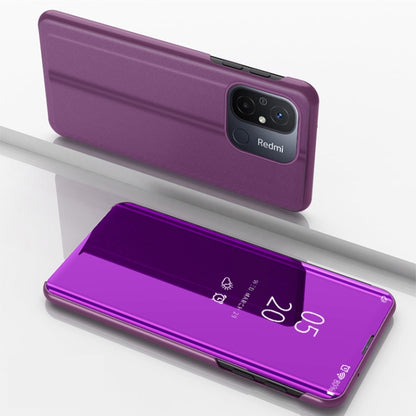 For Xiaomi Redmi 12C Plated Mirror Horizontal Flip Leather Case with Holder(Purple) - Xiaomi Cases by buy2fix | Online Shopping UK | buy2fix