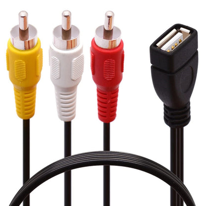 JUNSUNMAY USB Female to 3 x RCA Male Audio Video Splitter Cable, Length:0.2m - RCA Cable by JUNSUNMAY | Online Shopping UK | buy2fix