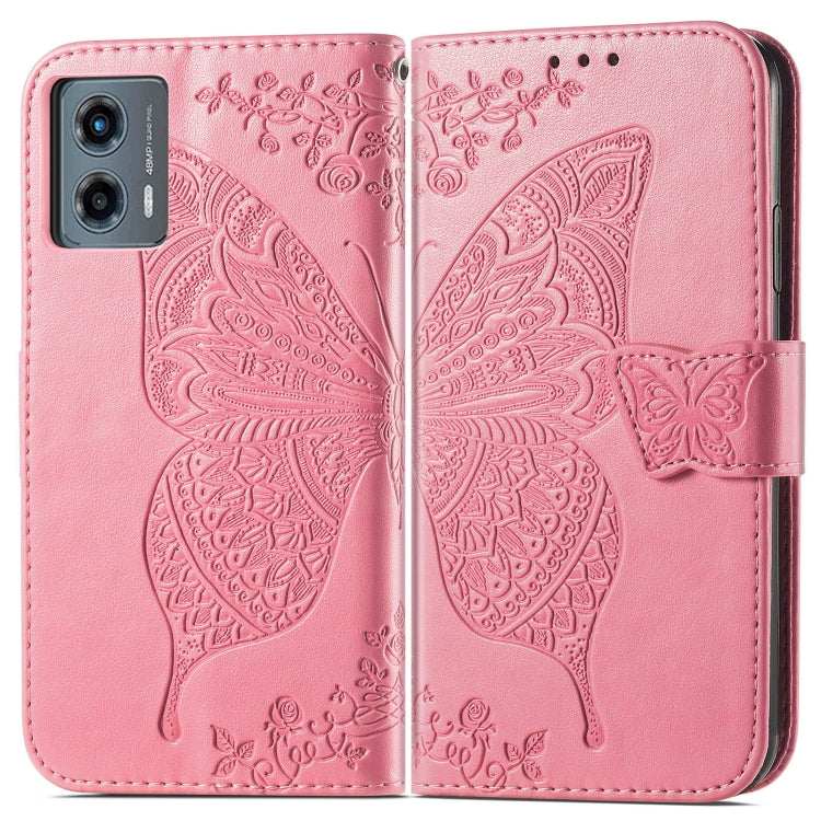 For Motorola Moto G 5G 2023 Butterfly Love Flower Embossed Leather Phone Case(Pink) - Motorola Cases by buy2fix | Online Shopping UK | buy2fix