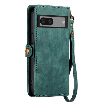 For Google Pixel 6 Pro Geometric Zipper Wallet Side Buckle Leather Phone Case(Green) - Google Cases by buy2fix | Online Shopping UK | buy2fix