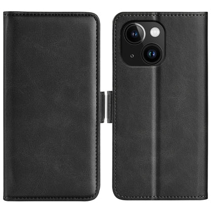 For iPhone 15 Plus Dual-side Magnetic Buckle Horizontal Flip Leather Phone Case(Black) - iPhone 15 Plus Cases by buy2fix | Online Shopping UK | buy2fix