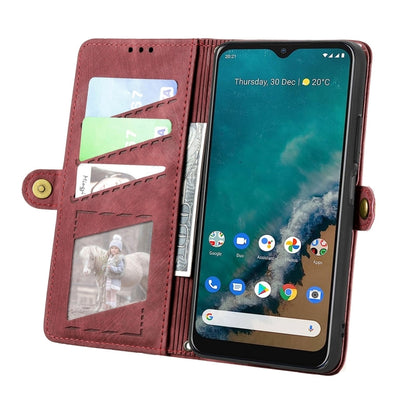 For Nokia G50 5G Geometric Zipper Wallet Side Buckle Leather Phone Case(Red) - Nokia Cases by buy2fix | Online Shopping UK | buy2fix