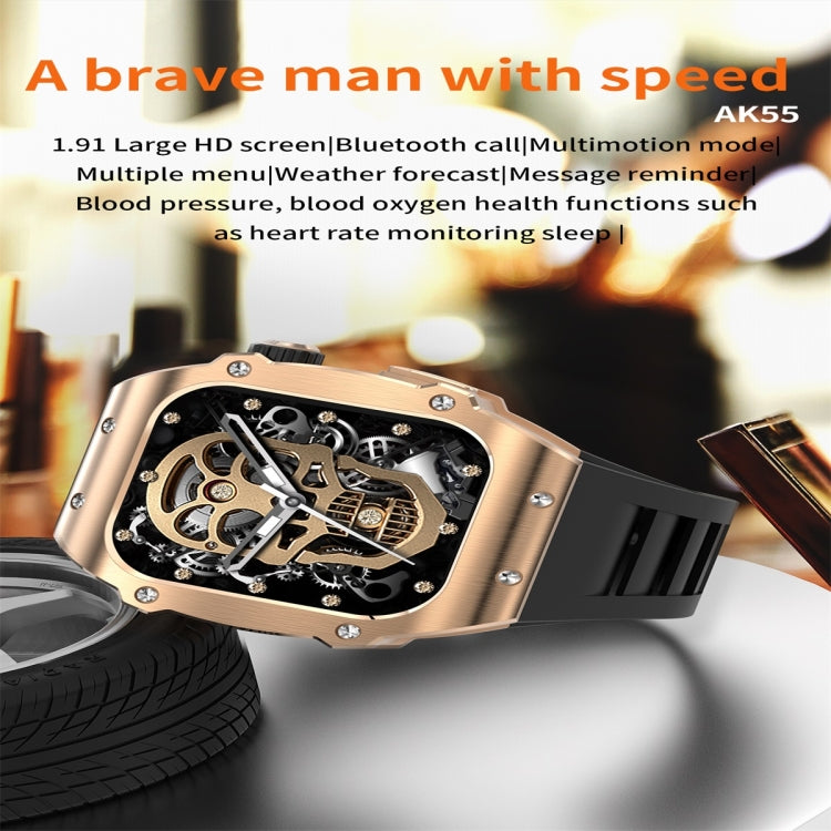 AK55 1.91 inch IP67 Waterproof Color Screen Smart Watch,Support Heart Rate / Blood Pressure / Blood Oxygen Monitoring(Black) - Smart Watches by buy2fix | Online Shopping UK | buy2fix