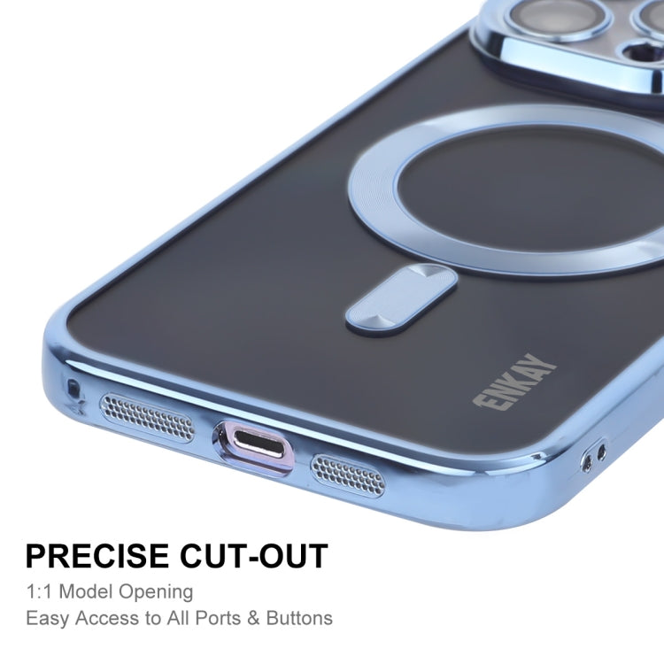 For iPhone 15 Pro Max ENKAY Hat-Prince Magsafe Electroplated TPU Clear Shockproof Phone Case(Silver) - iPhone 15 Pro Max Cases by ENKAY | Online Shopping UK | buy2fix