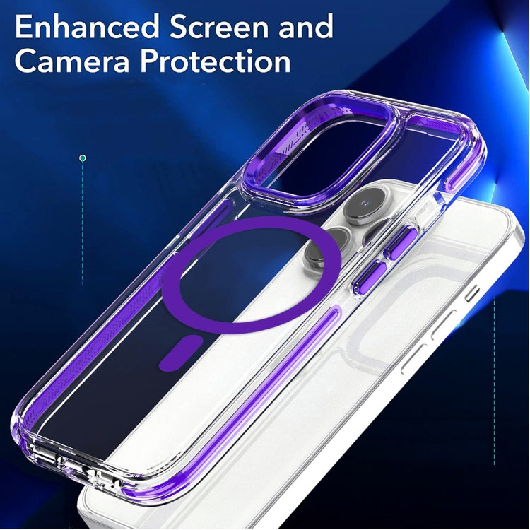 For iPhone 15 Pro Dual-color MagSafe TPU Hybrid Clear PC Shockproof Phone Case(Purple) - iPhone 15 Pro Cases by buy2fix | Online Shopping UK | buy2fix