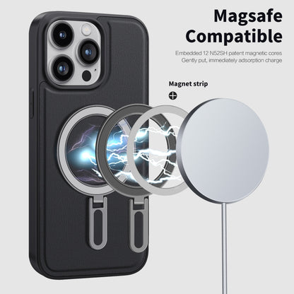 For iPhone 15 Pro Max Shield MagSafe Magnetic Holder Phone Case(Sierra Blue) - iPhone 15 Pro Max Cases by buy2fix | Online Shopping UK | buy2fix