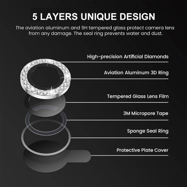 For iPhone 14 / 14 Plus ENKAY AR Anti-reflection Individual Diamond Ring Camera Lens Glass Full Film(Black) - iPhone 14 Tempered Glass by ENKAY | Online Shopping UK | buy2fix