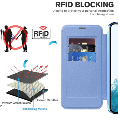 For Samsung Galaxy S22+ 5G MagSafe Magnetic RFID Anti-theft Leather Phone Case(Blue) - Galaxy S22 5G Cases by buy2fix | Online Shopping UK | buy2fix
