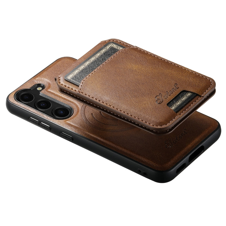 For Samsung Galaxy S23+ 5G Suteni H15 MagSafe Oil Eax Leather Detachable Wallet Back Phone Case(Khaki) - Galaxy S23+ 5G Cases by Suteni | Online Shopping UK | buy2fix