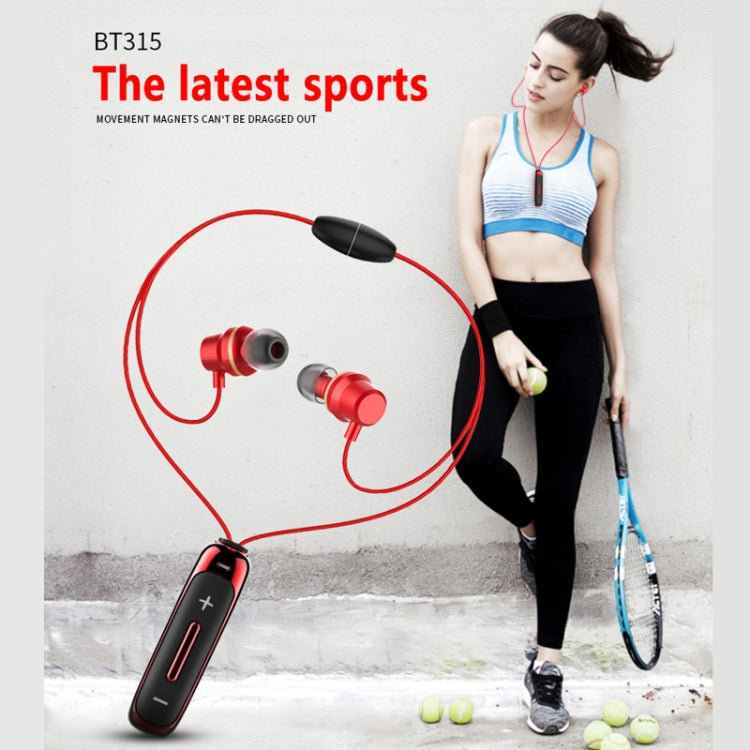 BT315 Sport Bluetooth Headset Wireless Stereo Earphone Bluetooth 4.1 Earpiece With Mic Sport Bass Magnetic Necklace Earpiece(Blue) - Sport Earphone by buy2fix | Online Shopping UK | buy2fix