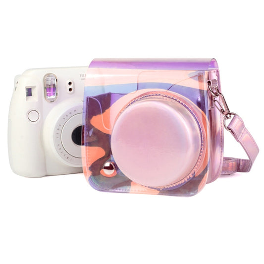 Richwell Translucent PVC Camera Bag for Fujifilm Instax Mini 8 8+ 9 Cover Case with Shoulder Strap Gradient Pink Shell - Camera Accessories by Richwell | Online Shopping UK | buy2fix