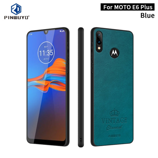 For MOTO E6 plus PINWUYO Pin Rui Series Classical Leather, PC + TPU + PU Leather Waterproof And Anti-fall All-inclusive Protective Shell(Blue) - Motorola Cases by PINWUYO | Online Shopping UK | buy2fix