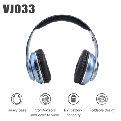 VJ033 Multi-function Upgrade Bluetooth 5.0 Headset Stereo Wireless LED Microphone FM Radio Headset(Black) - Headset & Headphone by buy2fix | Online Shopping UK | buy2fix