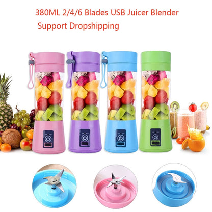 USB Rechargeable Electric Automatic Vegetable Fruit Citrus Orange Juice Maker Cup Mixer Bottle (380ML)(6 Blades Purple) - Home & Garden by buy2fix | Online Shopping UK | buy2fix