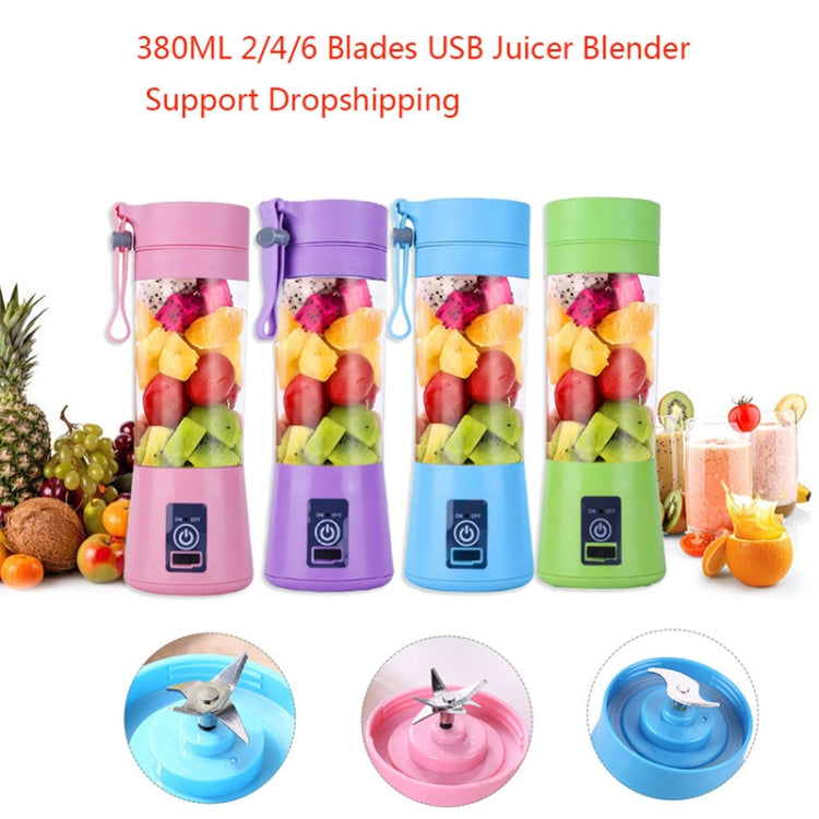 USB Rechargeable Electric Automatic Vegetable Fruit Citrus Orange Juice Maker Cup Mixer Bottle (380ML)(4 Blades Green) - Home & Garden by buy2fix | Online Shopping UK | buy2fix