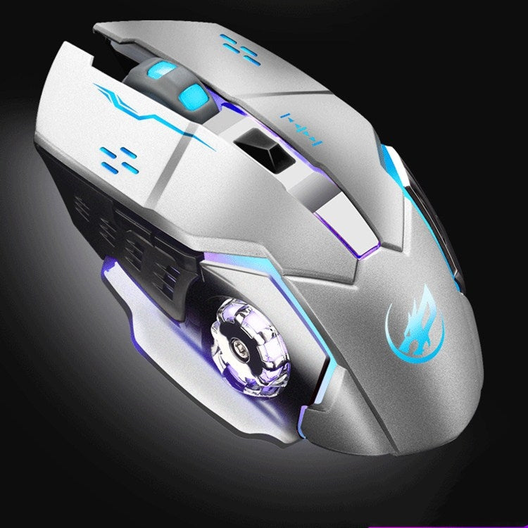 WARWOLF  Q8 Wireless Rechargeable Mouse Glowing Gaming Mouse(Silver) - Wireless Mice by buy2fix | Online Shopping UK | buy2fix