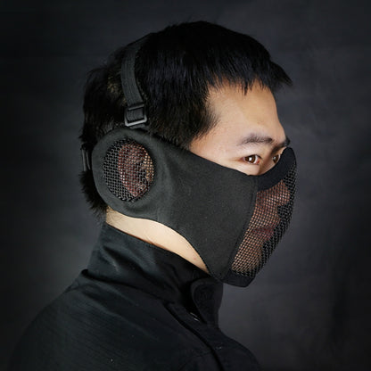 WoSporT Half Face Metal Net Field  Ear Protection Outdoor Cycling Steel Mask(Desert Digital) - Protective Helmet & Masks by buy2fix | Online Shopping UK | buy2fix
