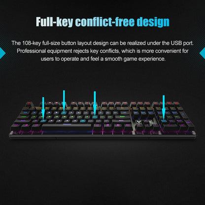 Rapoo V700S 104 Keys Mixed Color Backlight USB Wired Game Computer Without Punching Mechanical Keyboard(Black Shaft) - Wired Keyboard by Rapoo | Online Shopping UK | buy2fix