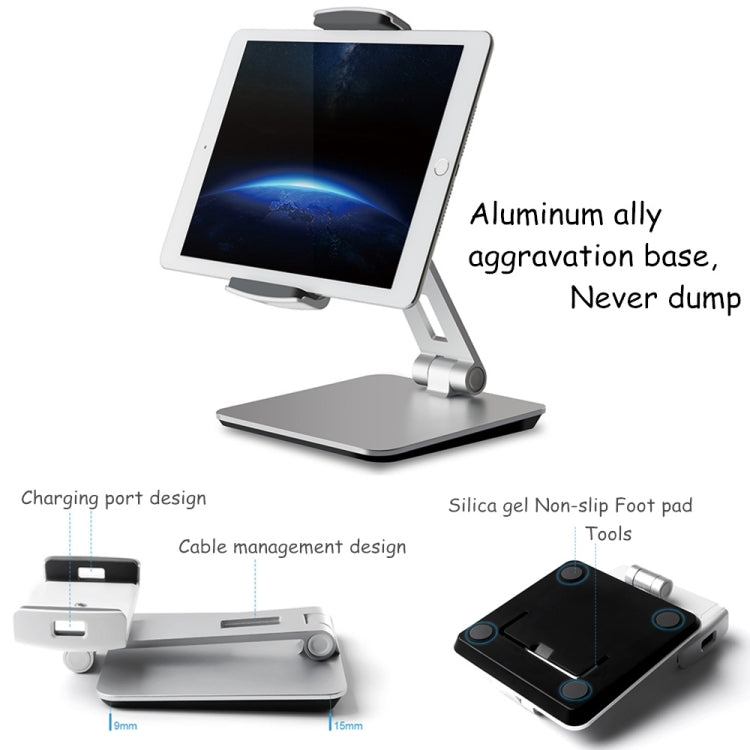 AP-7X Universal Aluminum Stand Desk Mount Holder for 4.7-9.7 inch Phone & Tablet PC(Silver Gray) - Desktop Holder by buy2fix | Online Shopping UK | buy2fix