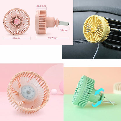 Car Vent Fan Multi-function USB Interface Mini LED Lamp Car Fan(Black) - Heating & Fans by buy2fix | Online Shopping UK | buy2fix