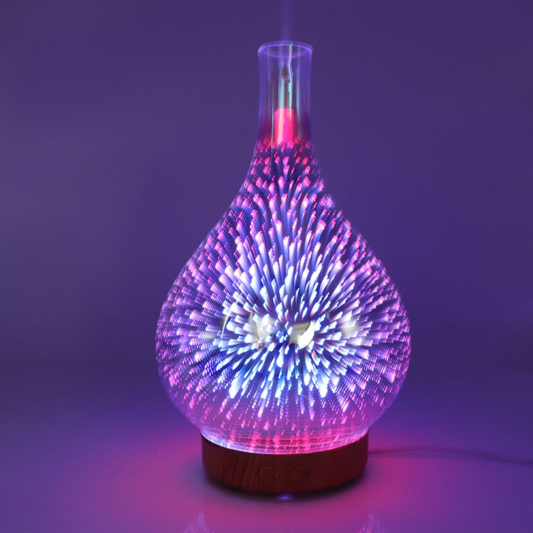 STB-XB10 3D Fireworks 7 Colors LED Night Light Air Humidifier Aroma Essential Oil Diffuser Mist Maker, Plug Type:EU Plug(Dark Wood Grain) - Home & Garden by buy2fix | Online Shopping UK | buy2fix