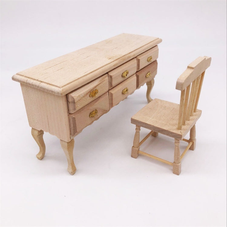 3 PCS 1:12 Mini Dollhouse Pocket Furniture Decoration Desk 6 Drawer Table Miniature Scene Props(Original Color) - Pretend Play Toys by buy2fix | Online Shopping UK | buy2fix