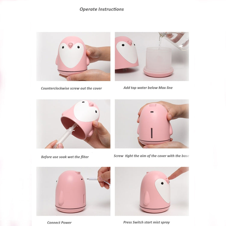 220ml Aroma Humidifier Cute Penguin USB Air Diffuser Home Office Car Mist Maker Air Purifier(Pink) - Home & Garden by buy2fix | Online Shopping UK | buy2fix