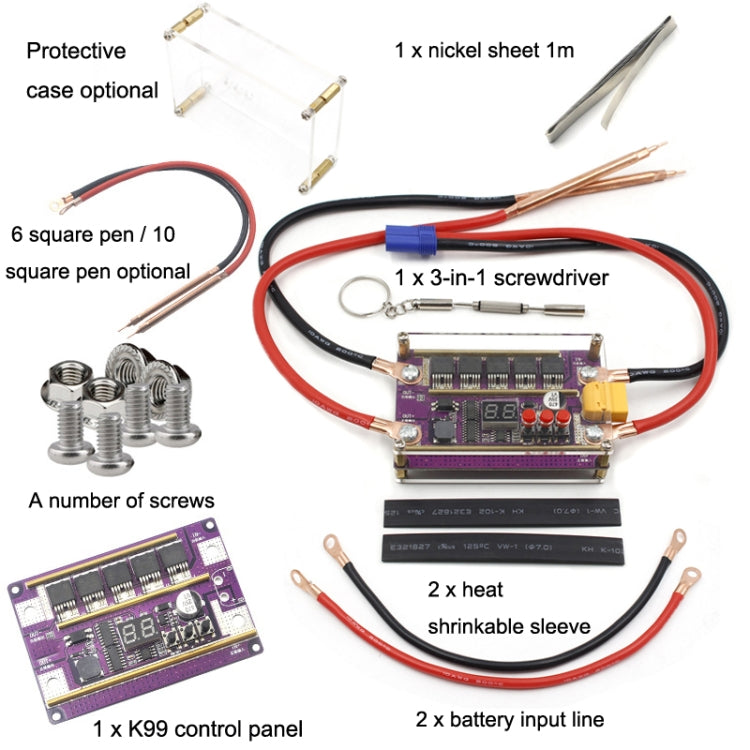 Compatible Version 12V Digital Display DIY Battery Spot Welding Machine Pen Control, Style:10 Square Pen With Case - Home & Garden by buy2fix | Online Shopping UK | buy2fix