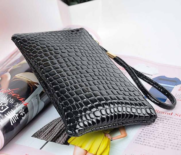 Fashion Long Crocodile Pattern Ladies Clutch Wallet(Black) - Wallets by buy2fix | Online Shopping UK | buy2fix