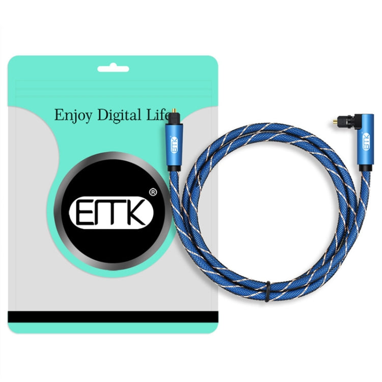EMK 90 Degree Swivel Adjustable Right Angled 360 Degrees Rotatable Plug Nylon Woven Mesh Optical Audio Cable, Cable Length:1.5m(Blue) - Audio Optical Cables by EMK | Online Shopping UK | buy2fix