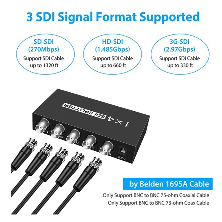 1 In 4 Out SD-SDI / HD-SDI / 3G-SDI Distribution Amplifier Video SDI Splitter(EU Plug) -  by buy2fix | Online Shopping UK | buy2fix