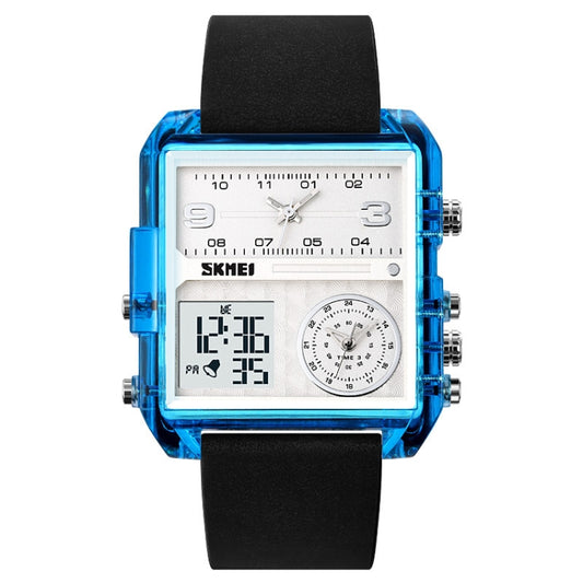 SKMEI 2021 Square Large Dial Triple Movement Men Sports Watch(Transparent Blue) - LED Digital Watches by SKMEI | Online Shopping UK | buy2fix