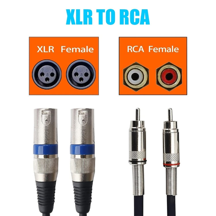 2RCA Male 2XLR Caron Female Speaker Audio Balance Cable, Length:1m - Microphone Audio Cable & Connector by buy2fix | Online Shopping UK | buy2fix