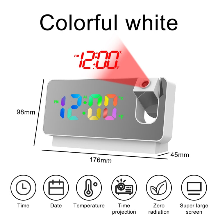 S282 Colorful Font Mute Electronic Digital Clock Mirror Projection Alarm Clock(Black Shell) - Alarm Clocks by buy2fix | Online Shopping UK | buy2fix