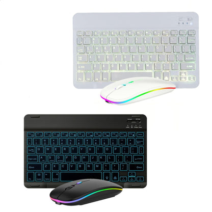 10 Inch RGB Colorful Backlit Bluetooth Keyboard And Mouse Set For Mobile Phone / Tablet(White) - Wireless Keyboard by buy2fix | Online Shopping UK | buy2fix