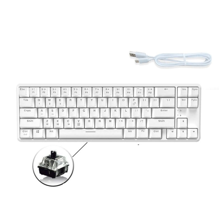 Ajazz K680T Mini USB Wired Dual-mode Charging 68-keys Laptop Bluetooth Mechanical Keyboard, Cable Length: 1.6m, Style:Black Shaft(White) - Wired Keyboard by Ajazz | Online Shopping UK | buy2fix