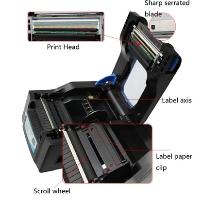 Xprinter XP-370B Barcode Printer Self-adhesive QR Code Printer Label Clothing Tag Thermal Ticket Machine(UK Plug) - Consumer Electronics by Xprinter | Online Shopping UK | buy2fix