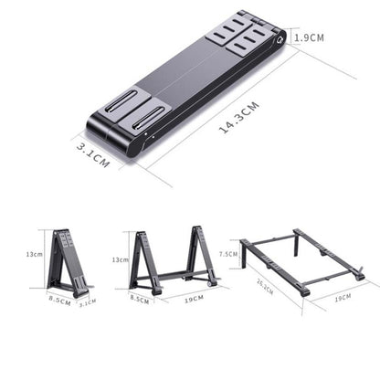 Metal Laptop Stand Computer Cooling Folding Mini Flat Raised Bracket(Silver) - Computer & Networking by buy2fix | Online Shopping UK | buy2fix