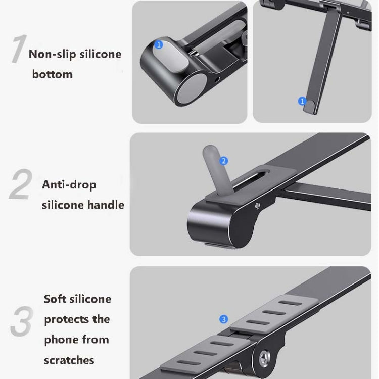 Metal Laptop Stand Computer Cooling Folding Mini Flat Raised Bracket(Silver) - Computer & Networking by buy2fix | Online Shopping UK | buy2fix