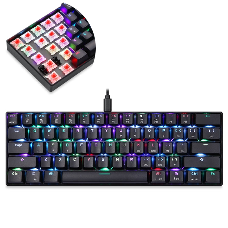 MOTOSPEED CK61 61 Keys  Wired Mechanical Keyboard RGB Backlight with 14 Lighting Effects, Cable Length: 1.5m, Colour: Red Shaft - Wired Keyboard by MOTOSPEED | Online Shopping UK | buy2fix