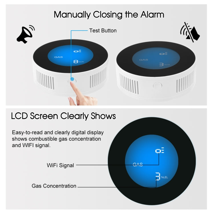 Gas Detector Alarm Leakage Sensor Natural Gas Leak Detector(Common On-site Audible and Vision Alarm) - Security by buy2fix | Online Shopping UK | buy2fix