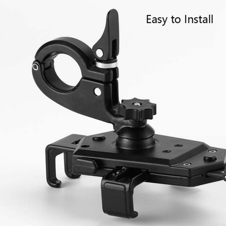 Bicycle Mobile Phone Holder Can Rotate And Adjust Fixed Aluminum Alloy Bracket Automatic Grab Bracket, Style:Handlebar Installation(Black) - Holders by buy2fix | Online Shopping UK | buy2fix