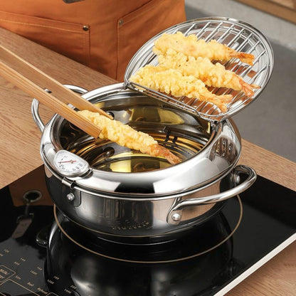 201 Stainless Steel Fryer Pot Household Temperature-controlled Multifunctional Thickening Pot, Size:20cm - Home & Garden by buy2fix | Online Shopping UK | buy2fix