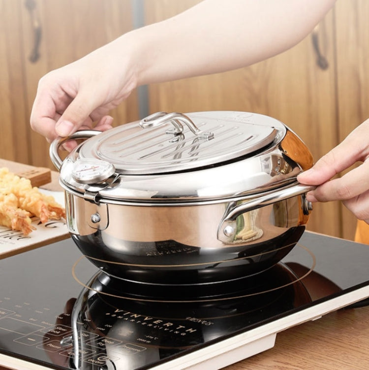 201 Stainless Steel Fryer Pot Household Temperature-controlled Multifunctional Thickening Pot, Size:20cm - Home & Garden by buy2fix | Online Shopping UK | buy2fix