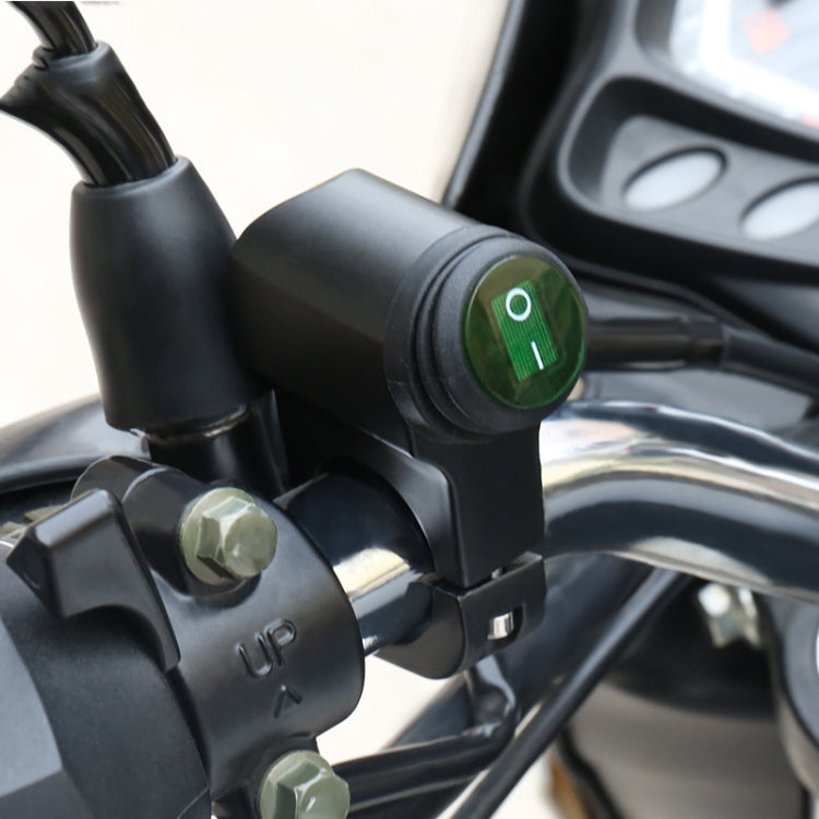Motorcycle Aluminum Alloy Faucet LED Waterproof Switch Accessories Headlight Switch(Green Light Black) - Electrical System by RAYANA | Online Shopping UK | buy2fix